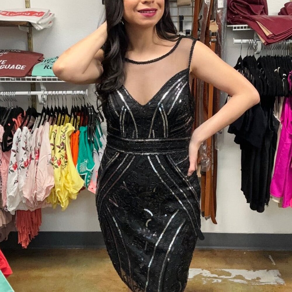 Black Sequin Gatsby Dress